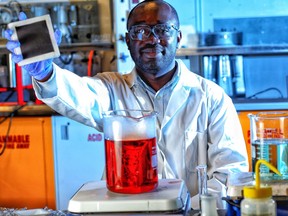 University of Calgary researcher Paul Addo is developing a technology to convert carbon dioxide into usable fuel and chemical products.