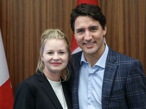 Sara Wheale, with Prime Minister Justin Trudeau, on January 2016 during the Prime Minister’s Youth Council meeting in Calgary. Supplied photo
