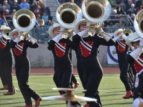 Members of the Calgary Stampede Showband perform Sunday, Dec. 30 in front of 5,000 people at the Tournament of Roses in Pasadena, California. The band is set to perform on New Year's Day in the annual Rose Parade. (Supplied)