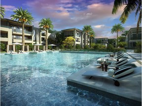 The pool at the clubhouse at the Ritz Carlton Residences in Paradise Valley, Ariz.