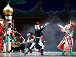 The Nutcracker battles the Rat Tsar in Alberta Ballet's The Nutcracker. Courtesy, Paul McGrath