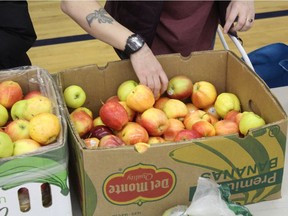 Volunteers sort apples during a Community Kitchen event. Photo courtesy, Arnie Jackson