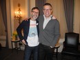 Pictured at the cc4ms hosted Magnificent Men! Leadership Luncheon Nov. 13 at the Fairmont Palliser is honouree Jim Button (left) and great friend, emcee extraordinaire Dave Kelly.