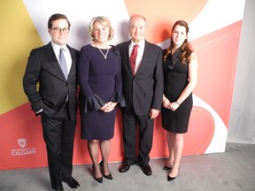 There can be no doubt that the University of Calgary president and vice-chancellor Elizabeth Cannon (second from left), left an indelible mark at the in her eight years at the helm. Pictured at Cannon's farewell to the community event are her proud family, son Rene Lachapelle, husband Gerard Lachapelle and daughter Sara Lachapelle.