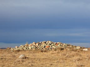 The centre cairn at the Majorville Medicine Wheel. Courtesy,  Andrew Penner
