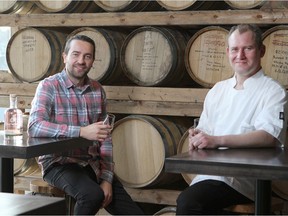 Ivan Cilic, CMO, Sales and Events (L) and Matthew Filson-Lau, Chef pose at Burwood Distillery in northeast Calgary on Thursday, November 29, 2018. Jim Wells/Postmedia
