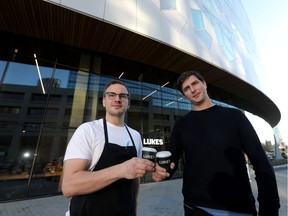 L-R, Chef Eric Hendry and Gareth Lukes of LUKES located at the new central library in Calgary for Off the Menu on Thursday November 22, 2018. Darren Makowichuk/Postmedia