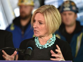 Premier Rachel Notley, speaking at a news conference in Edmonton on Dec. 11, 2018, is seeking industry interest in building a refinery.