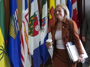 Alberta Premier Rachel Notley arrives at the first ministers meeting in Montreal on Friday, Dec. 7, 2018.