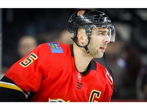 Calgary Flames Mark Giordano during the pre-game skate before facing the Colorado Avalanche in NHL hockey at the Scotiabank Saddledome in Calgary on Wednesday, January 9, 2019. Al Charest/Postmedia