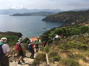 Hikers descending into Port Vendres on the Mediterranean coast of France. Courtesy Christine McIntosh