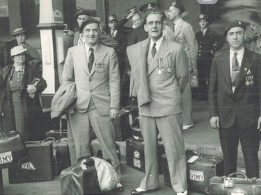 "Leaving Montreal for the Vimy Pilgrimage, 1936. Collections CCGW/CCGG, gift of M. Cahill"  For After the War exhibit at Lougheed House