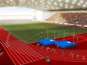 A rendering of the multisport fieldhouse proposed by CMFS during Calgary's Olympic bid.
