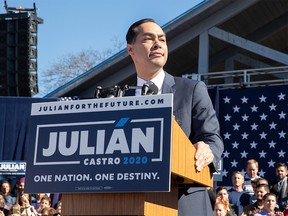 Former United States Secretary of Housing and Urban Development Juliàn Castro announces his candidacy for President of the United States in his hometown of San Antonio, Texas on January 12, 2019. (Photo by SUZANNE CORDEIRO / AFP)SUZANNE CORDEIRO/AFP/Getty Images