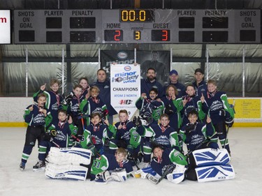 Springbank 2 Green prevailed for the Atom Division 2 North championship during Esso Minor Hockey Week. Cory Harding Photography
