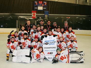 Winning the Atom 5 South division during Esso Minor Hockey Week on Saturday was Bow Valley 5 White. Cory Harding Photography