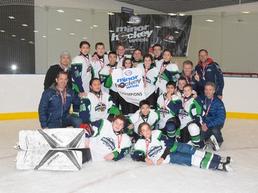 The Springbank Rockies 4 finished first in the Bantam 4 division of Esso Minor Hockey Week. Cory Harding Photography