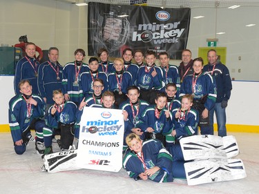 The Bantam 5 champs during Esso Minor Hockey Week were the Midnapore Marvericks 5. Cory Harding Photography