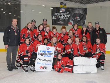 The Esso Minor Hockey Week champions in the Bantam Girls B division were the GHC Inferno Flames.