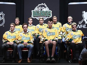 Members of the Humboldt Broncos at the 2018 NHL Awards in Las Vegas on June 19, 2018.