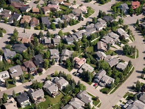An aerial view of housing in Calgary.