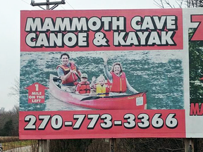 Prime Minister Justin Trudeau with his wife, Sophie Gregoire Trudeau, and their children Xavier and Ella-Grace, are seen on a billboard in Kentucky in this recent photo.