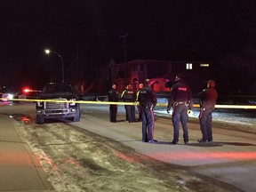 Police at the scene of a pedestrian crash at 26 Ave. and 5 St. N.W. on Jan. 9, 2019.