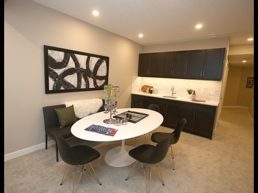 The basement bar area in the STARS Lottery Calgary show home is on display during the launch of the 26th edition of the STARS lottery in Calgary on Thursday, January 17, 2019. The popular lottery offers 2809 prizes valued at over $4.5 million. Jim Wells/Postmedia