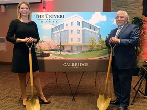 Calbridge Homes CEO Bev Higham-Linehan and Joe Ferraro, chairman and founder of Calbridge Homes during the virtual groundbreaking to mark the start of construction on an affordable  housing building in Forest Lawn.