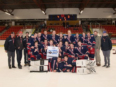 The championship title in the Midget 1 division of Esso Minor Hockey Week went to the Northwest Warriors 1. Cory Harding Photography