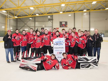 The Midget 4 Blue division champions of Esso Minor Hockey Week were the Trails West Wolves 4 White. Cory Harding Photography
