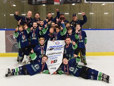 The Midnapore Mavericks 1 took the Novice Major 1 South division during Esso Minor Hockey Week. Cory Harding Photography
