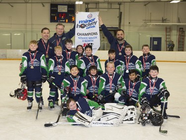 Springbank 3 Green took top honours in the Novice Major 3 North division during Esso Minor Hockey Week. Cory Harding Photography