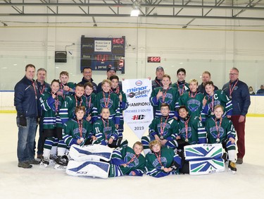 The Esso Minor Hockey Week champions in the Pee Wee 2 South division were the Glenlake Hawks 2 Blue. Cory Harding Photography