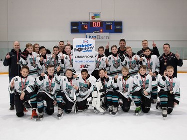 The Pee Wee 3 North division champions during Esso Minor Hockey Week were the Simons Valley Storm 3 Grey. Cory Harding Photography