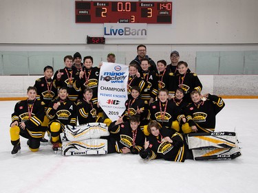The Esso Minor Hockey Week champions in the Pee Wee 4 North division were the Bow River Bruins 4 Gold. Cory Harding Photography