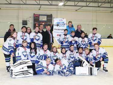 The Esso Minor Hockey Week champions in the Pee Wee 6 South division were the Glenlake Hawks 6 Green. Cory Harding Photography