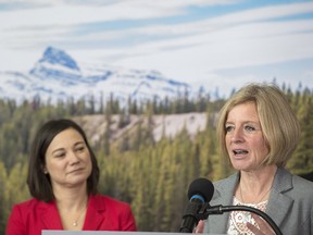 Premier Rachel Notley and Environment Minister Shannon Phillips announce a proposal to create a new public land and parks area called Bighorn Country on Nov. 23, 2018.