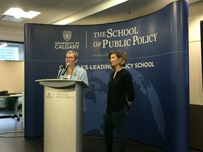 Diana Krecsy (left) and Alina Turner speak about the report they co-wrote at a news conference on Jan. 8, 2019.