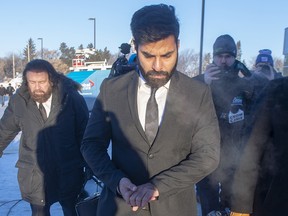 Jaskirat Singh Sidhu the driver of the truck that struck the bus carrying the Humboldt Broncos hockey team, arrives for the second day of his sentencing hearing, Tuesday, Jan. 29, 2019 in Melfort, Sask.