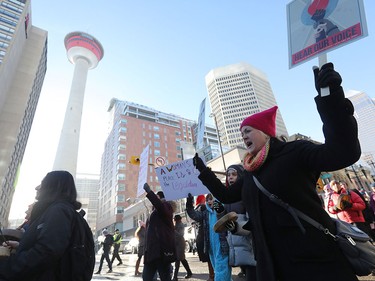 Hundreds of people where in attendance for the Women's March through downtown Calgary.