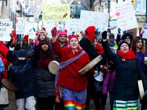 Hundreds took part in the third annual Women's March in downtown Calgary on Saturday, January 19, 2019. (Darren Makowichuk/Postmedia)