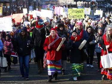 Hundreds came out for the third annual Women's March in downtown Calgary on Saturday, January 19, 2019. (Darren Makowichuk/Postmedia)