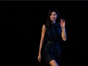 Gemma Chan attends the press conference for 'Captain Marvel' at Marina Bay Sands Expo and Convention Centre on Feb. 14 in Singapore.