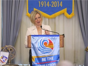 Premier Rachel Notley speaks to members of the Rotary Club of Calgary at the Fairmont Palliser Hotel in Calgary, on Tuesday February 12, 2019.