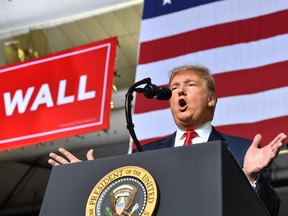 In this file photo taken on February 11, 2019 Donald Trump speaks during a rally in El Paso, Texas.
