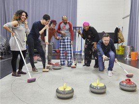 Cast members of The New Canadian Curling Club at Alberta Theatre Projects. Photo courtesy Jeff Yee