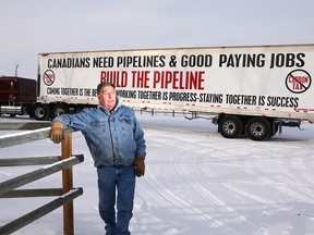 Brad Schell's Kenworth is a moving billboard for the fight against Bill C-69. He is leaving for Ottawa on Feb. 13 to join the truck convoy.