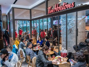 Tim Hortons does brisk business in Shanghai on 
Feb. 27, 2019. It's the company's first outlet in China.