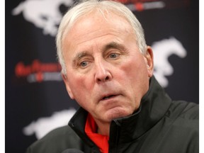Calgary Stampeders President and general manager John Hufnagel gives media an update on the future of the Stamps and current player personal at McMahon stadium in Calgary. Monday February 11, 2019. Darren Makowichuk/Postmedia